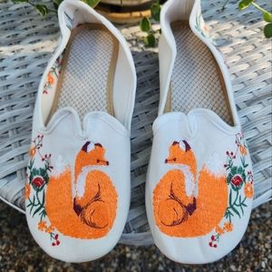 Embroidered fox shoes